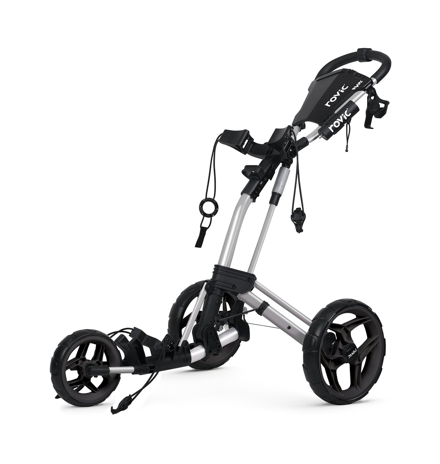 Rovic Model RV2L | 3-Wheel Golf Push Cart (Silver/Black)