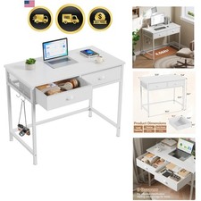 Small Computer Desk with Fabric Drawers for Bedroom Home Office Study