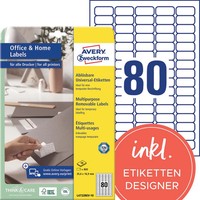 Avery Zweckform Universal-Etiketten, 35,6 X 16,9 Mm, Weiß 1 Bis 20 Stk