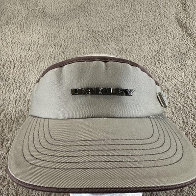 Vtg Oakley Hat Visor Strap Back Mens One Size Beige Twill Outdoor Casual Y2K