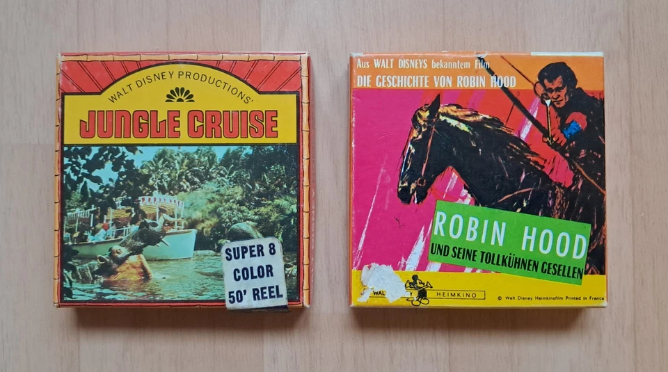 2 Super 8 Filme 🎬 Jungle Cruise & Robin Hood 🎥 Walt Disney Kino OVP