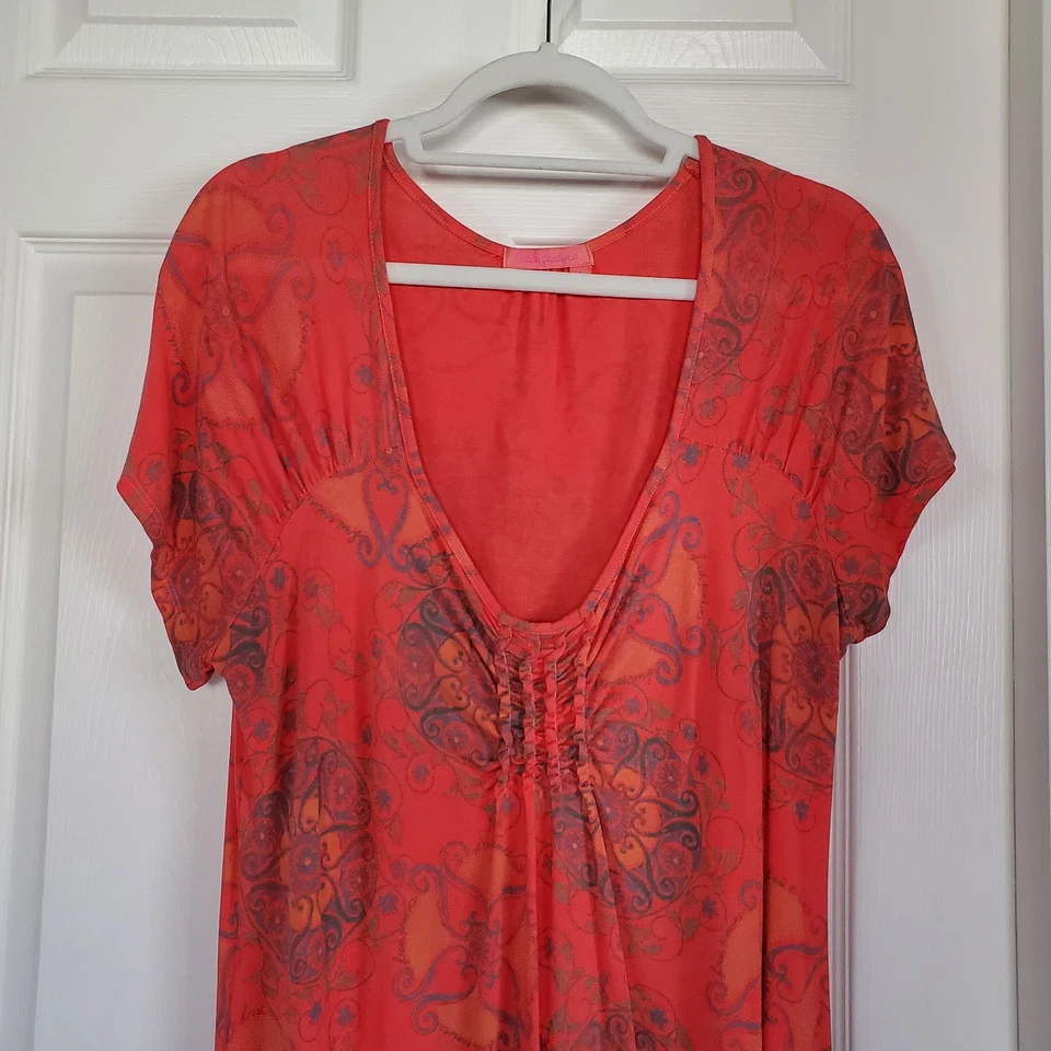 Fresh Produce Vestido Midi Cachemira Floral Pullover Mangas Cortas Playa Verano Largo Foto 2 de 4