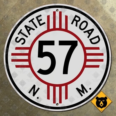 New Mexico State Road 57 route marker highway sign 1949 zia 16x16