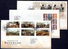 GB - 2015 Battle of Waterloo Set, MS & Booklet Pane on 3 x First Day Cover