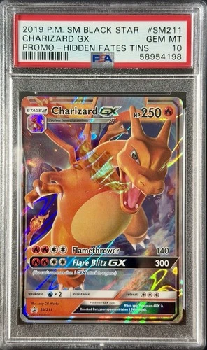 2019 POKEMON SM BLACK STAR PROMOS #SM211 CHARIZARD GX HIDDEN FATES TIN PSA 10