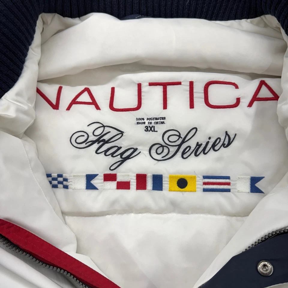 Chaqueta acolchada Nautica Flag Series para hombre 3XL blanca roja azul vela náutica Foto 3 de 4