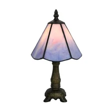 Tiffany Table Lamp for Living Room, 6 Inch Mini Purple Stained Glass Bedside ...