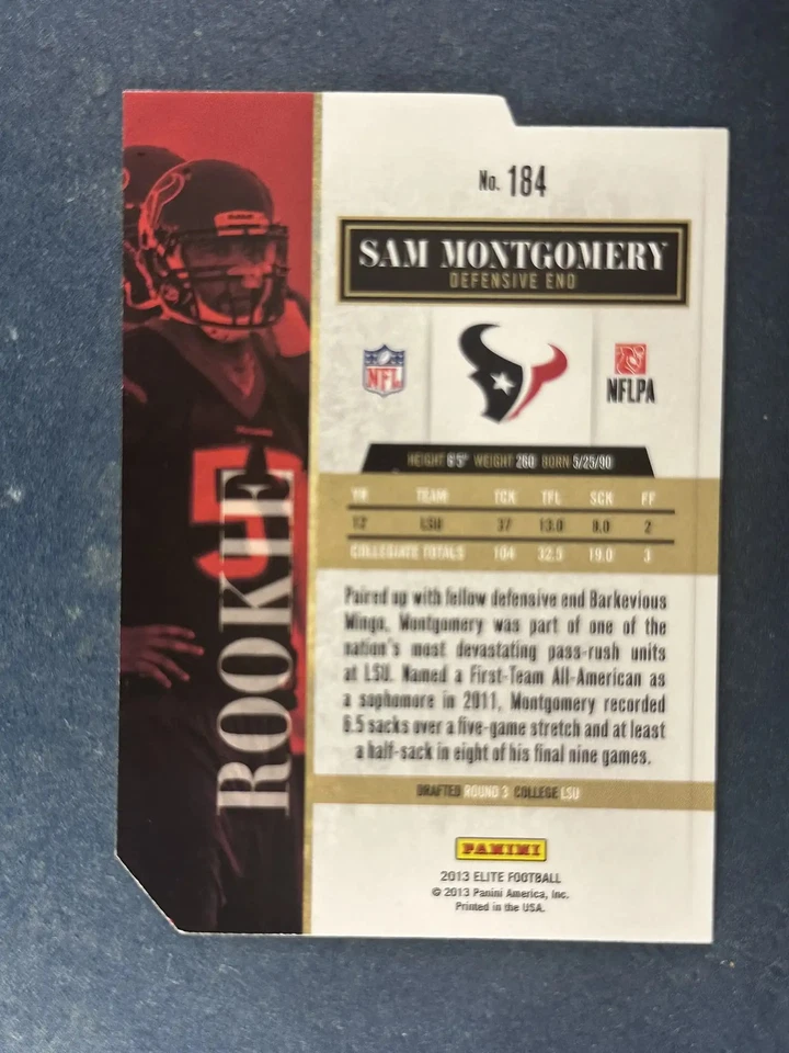 2013 Elite Status Purple #184 Sam Montgomery Texans /57 RC - Image 2 of 2