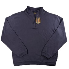 NWT Woolrich 1/4 Zip Pullover Sweater 90s Men's L Large Navy Cotton Tight Knit