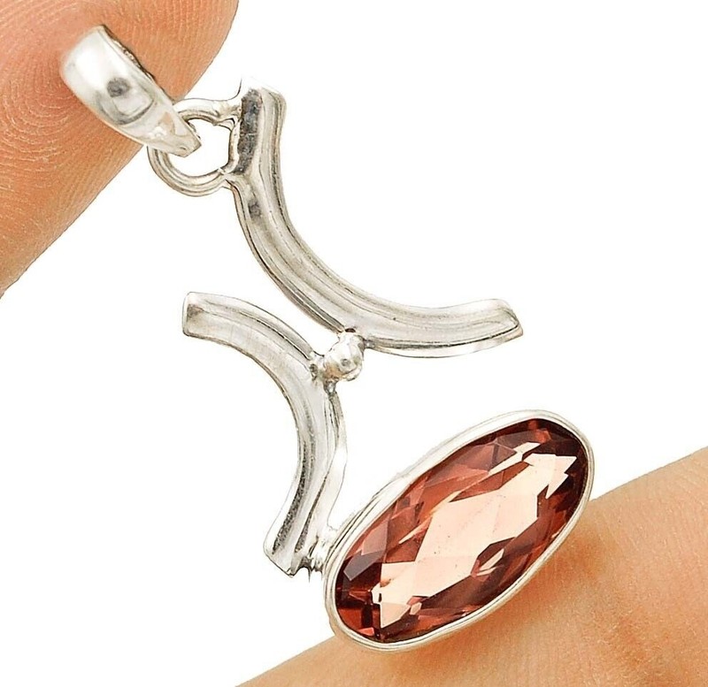 Natural 2CT Pink Amethyst 925 Sterling Silver Pendant Jewelry 1 1/2'' Long @9-9