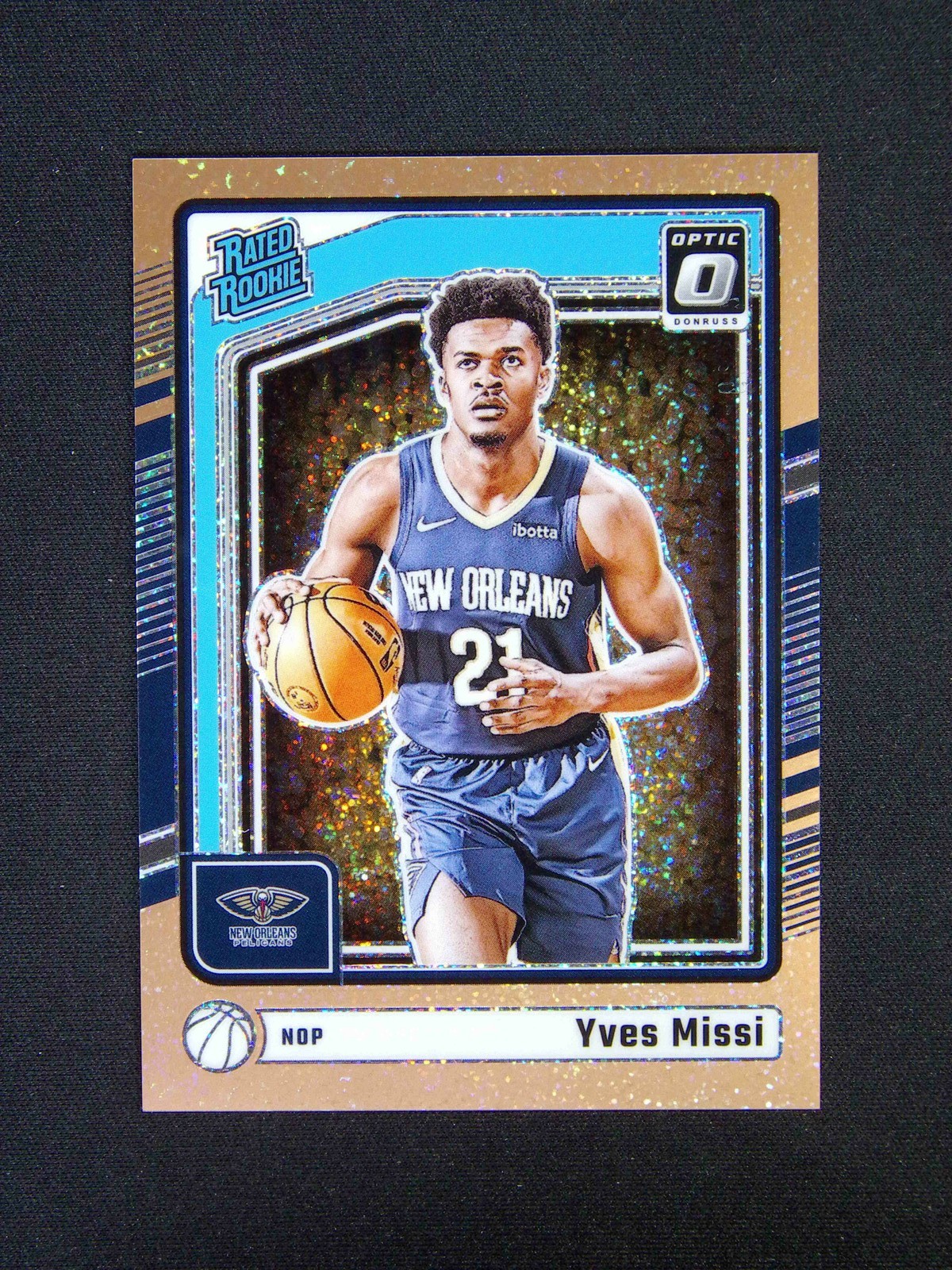 2024-25 Panini Donruss Optic Yves Missi #265 RC Rated Rookie Copper Glitter /99