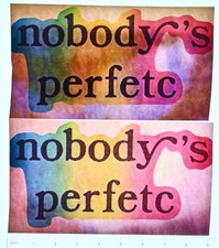Original VINTAGE 1970s Heat Transfer Nobody's Perfect Glitter - 2 Transfers