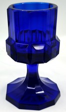 Heavy Cobalt Blue Glass Footed Pedestal Votive Holder geometric appearance