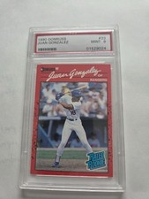 1990 Donruss Juan Gonzales rated rookie card graded mint 9. rookie card picture