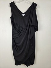 Barneys New York Dress Womens 8 Draped Asymmetrical Ruched Little Black Dress