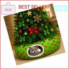 Hollowfly Christmas Cat Bed Tunnel 3ft x 3ft x 9.8in Lime Green Under Christmas