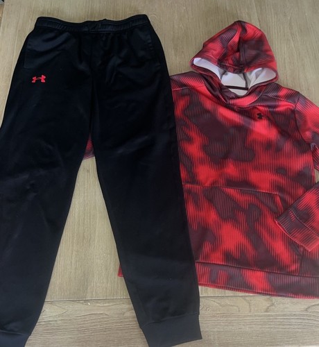 Under Armour Boy’s L 14/16 Fleece Printed Hoodie & Brawler 2.0 Tapered Pants EUC - Picture 3 of 10