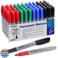Ezzgol Permanent Markers Bulk, Permanent Marker Bulk Pack of 72, 4 Assorted C