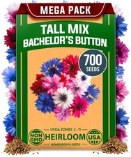 Bachelor Button Flower Seeds Tall Mix 700 Cornflower Heirloom Seeds for Plan...