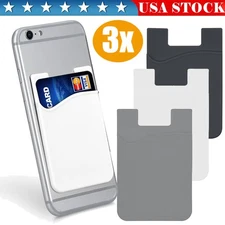 3pcs Adhesive Phone Card Holder, Silicone Stick-on Wallet ID/Credit Card Holder