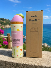 NEW Owala FreeSip 24oz Water Bottle Yellow Fruit Pattern Stainless Steel Cup
