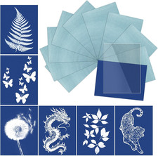 10 Pcs Sun Print Paper Kit Cyanotype Paper, A5 Cyanotype Paper with 1 Sheet Acry