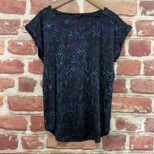 Express Top Womens Large Black Multicolor Abstract Satin Casual Career Shirt