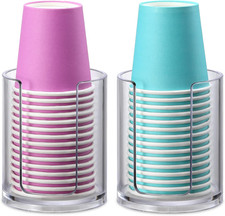 Bathroom Cup Dispenser, 2 Pack Mouthwash Cups Holder, Small Disposable Paper Cup
