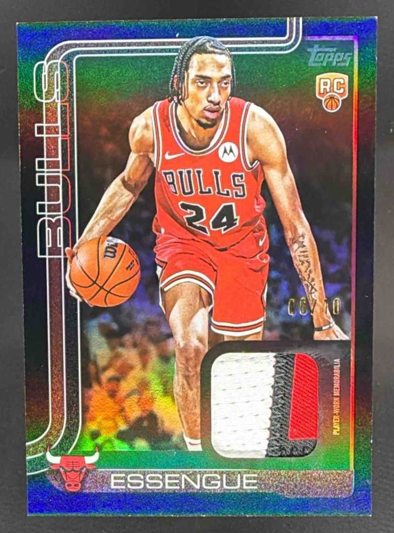2025 Topps Noa Essengue Real One Relic Black Rainbow /10 #FRO-NE MEM RC Bulls