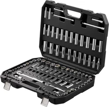 Socket Set, 1/4" and 3/8" Drive Socket and Ratchet Set, 106 Pcs Tool Set with SA