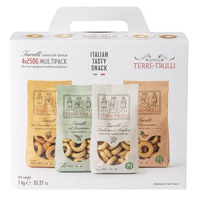 Terre Dei Trulli Taralli Italian Bread Rings Cracker Snacks, 8.8 oz, 4-count