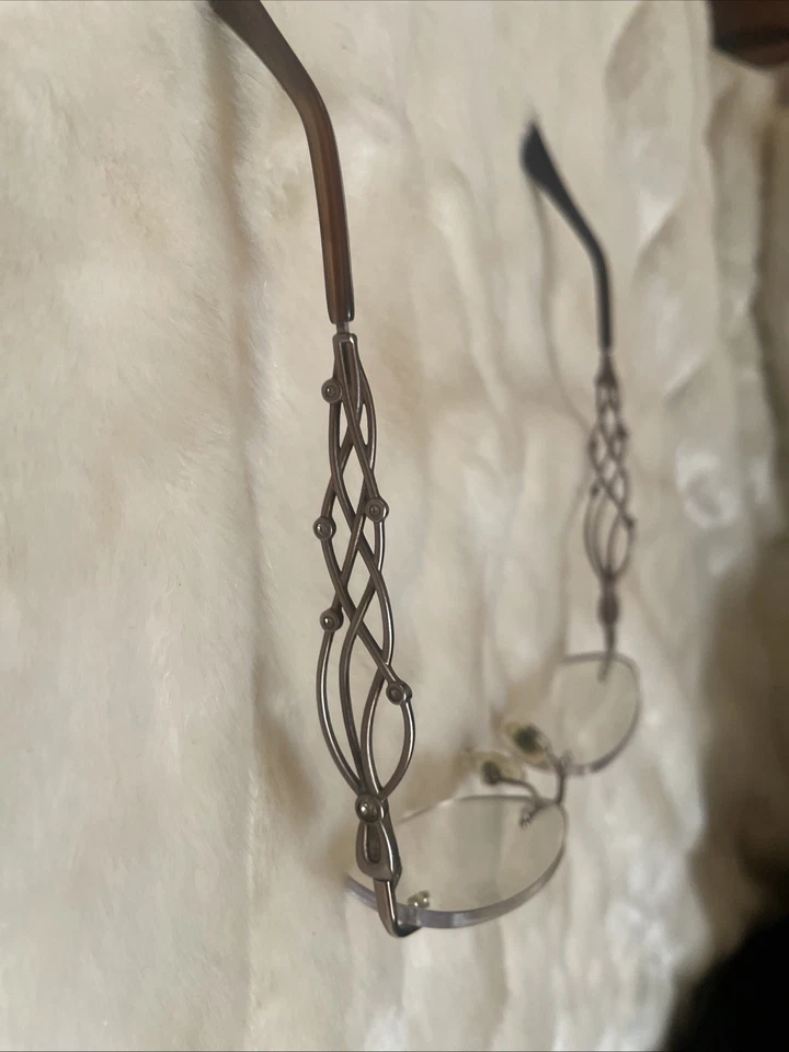vintage Women’s rimless eyeglasses, Hinged Ear Pieces Scroll Design Rinestones - Image 4 of 4
