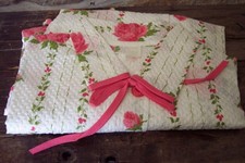vintage cottagecore seersucker pin roses ladies housedress duster