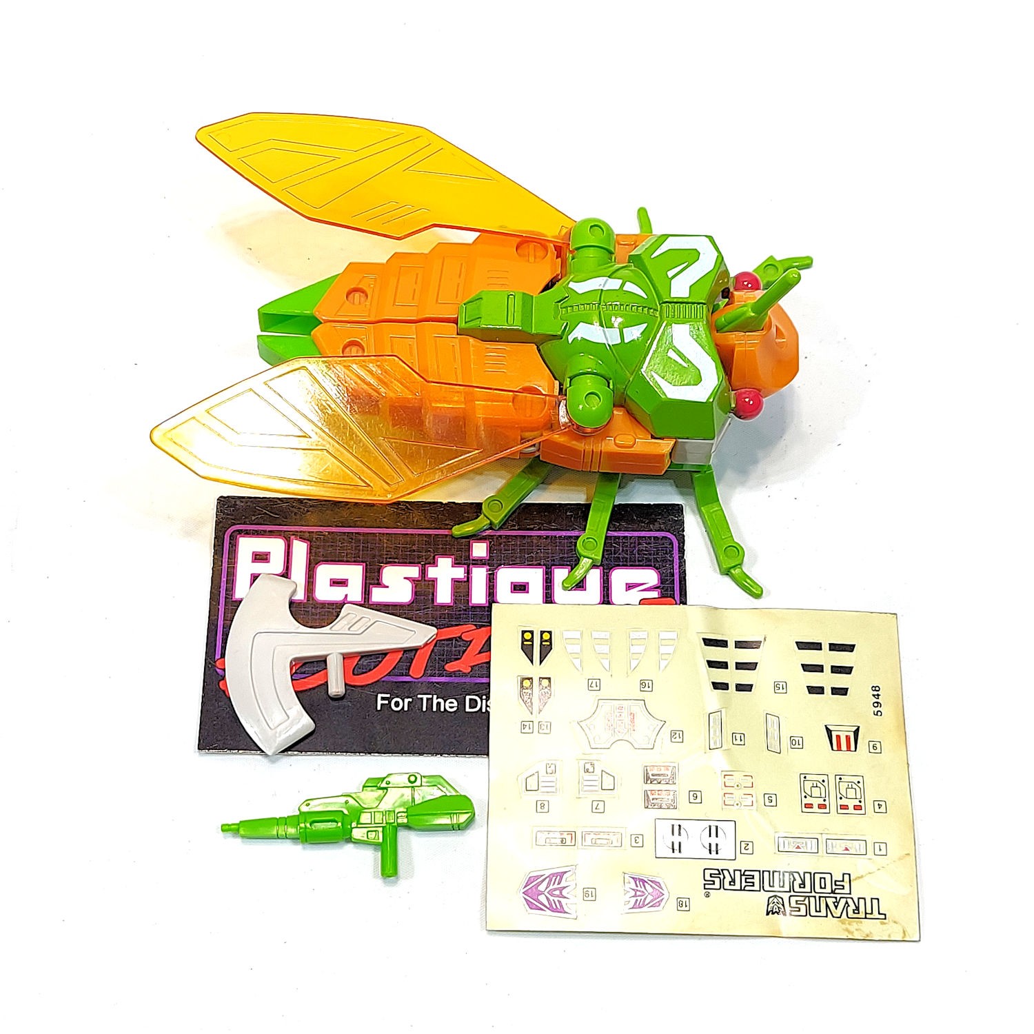 Transformers G1 Venom Deluxe Insecticon COMPLETE AXE GUN STICKER SHEET ACCES...