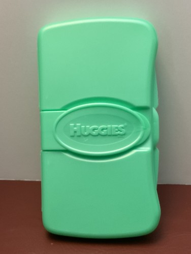 Vintage Huggies Baby Diaper Wipes Travel Size Case Container Green Empty EUC