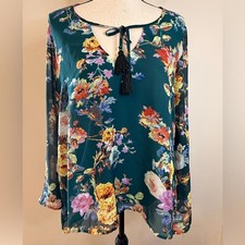 Show me Your MuMu boho floral tunic top teal pink yellow Med