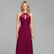 Hayley Paige NEW Lace Burgundy Bridesmaid Gown Size 10