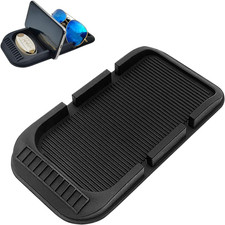 Car Dashboard Anti-Slip Mat Cell Phone Holder, Double-Groove Sticky Gripping