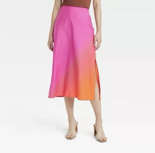 Ombré Pink Orange Size XXL A-Line Midi Slip Skirt A New Day Women’s