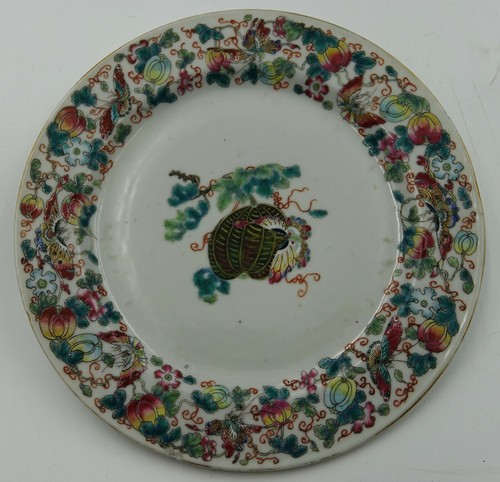 18th Century QIANLONG Chinese Famille Rose Fruits & Butterly Porcelain Plate - Picture 1 of 11