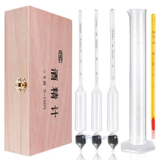 3PCS Alcohol Hydrometer Proof Tralle Meter Distilling Tester Spirit Scale 0-100%