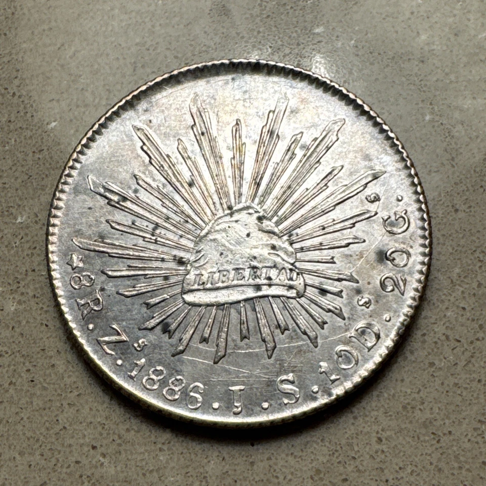 MÉXICO 1886 Zs J S Plata 8 REALES 8R Segunda República Foto 2 de 4