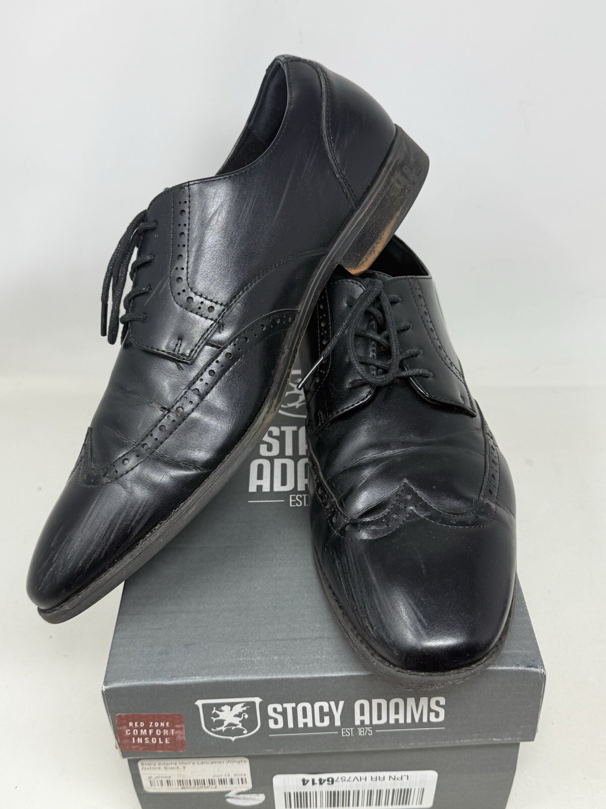 SAOLA Scarpe eleganti Stacy Adams da uomo Lancaster Oxford a coda di rondine 9 M nere
