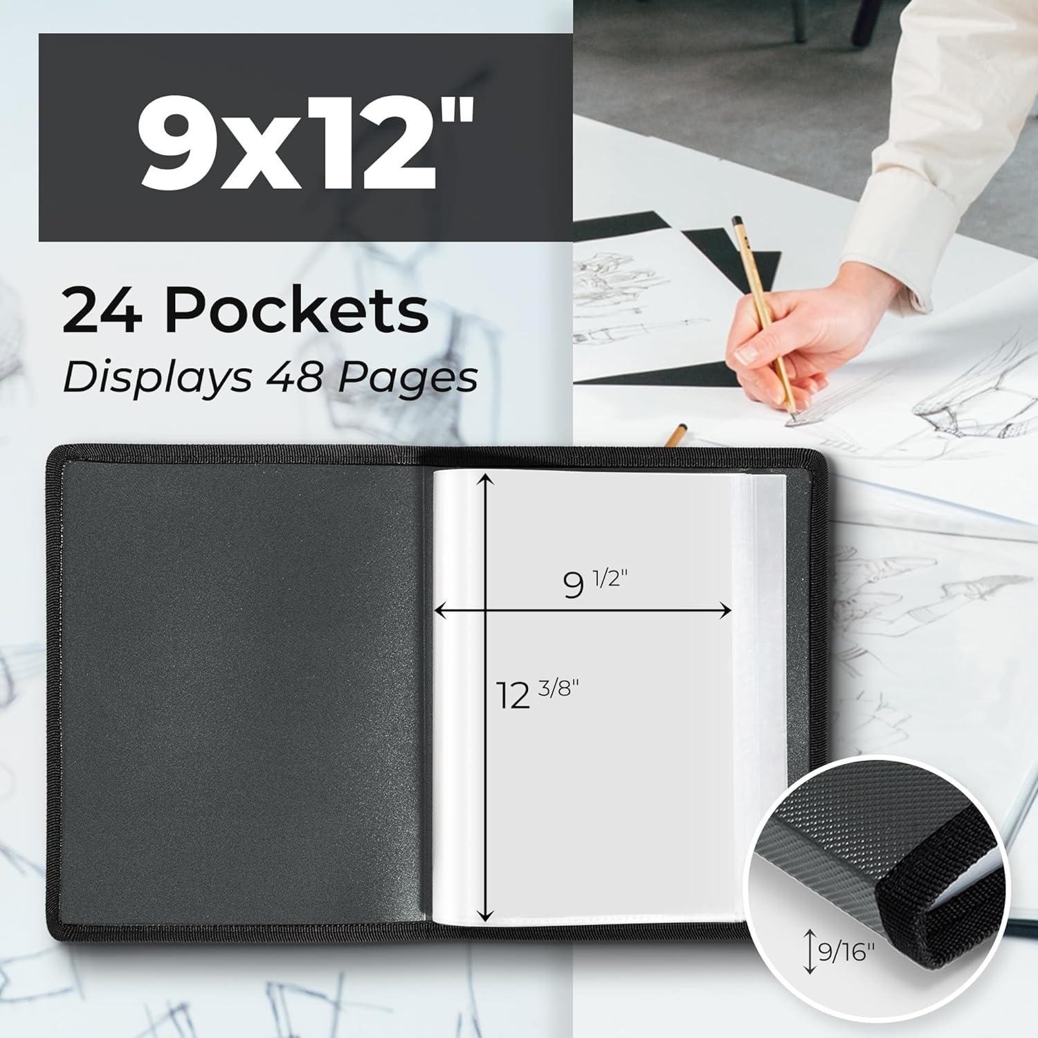 Art Portfolio 9X12 Folder, Portfolio Folder for Artwork, 9 X 12 Art