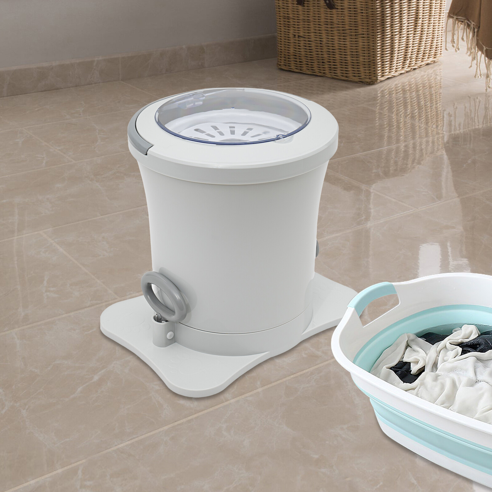 Portable Mini Manual Dehydrator Washing Machine Compact Washer Spin Dryer Barrel