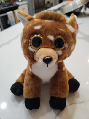 6'' Ty Rare Beanie Boos Brown Deer Glitter Eyes Birthday Gift Plush