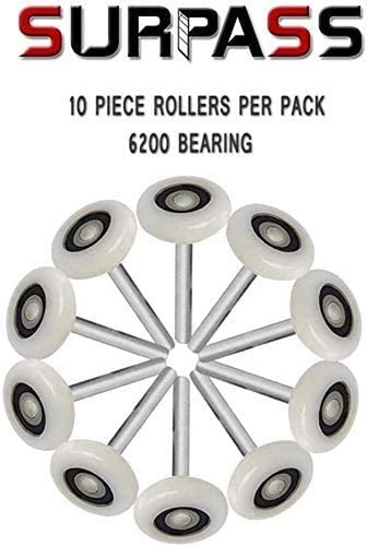 10 Pack 2'' Ultra-Quiet Nylon Garage Door Rollers 4” Stem, 6200-2RS Double - Picture 3 of 12
