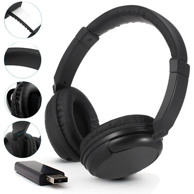 Wireless Headphone for TV PC with USB Transmitter 3.5mm & RCA Wired Headset Z8Q0
