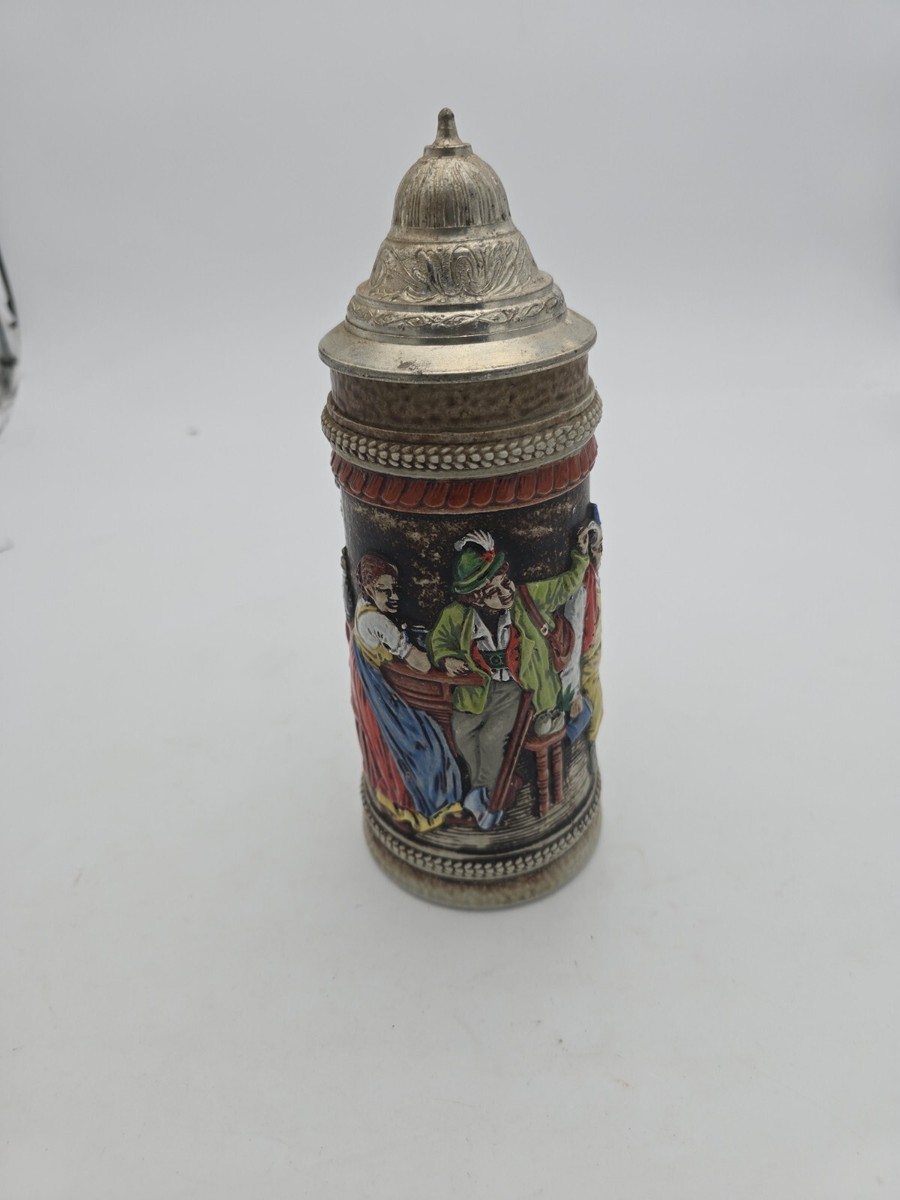 Vintage Original Gerzit Gerz German Beer Stein, metal lid, West