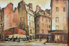 Painting Antique View La Rue St Jacques 5e Paris Art Deco CESAR Bron Vlaminck